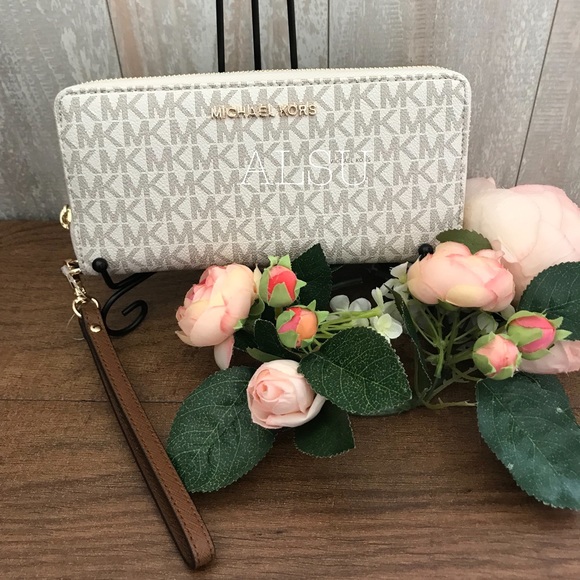 Michael Kors Wallet Wristlet LG Continental Vanill - Picture 2 of 6